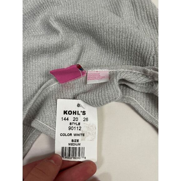 Kohl's Girls Pullover Scoop neck Racerback Ribbed Knit Tank Top White Medium NWT - Picture 3 of 4
